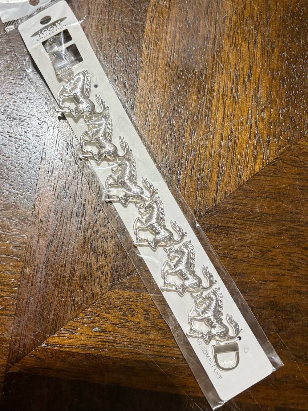 Silver Tone Horse Link Bracelet